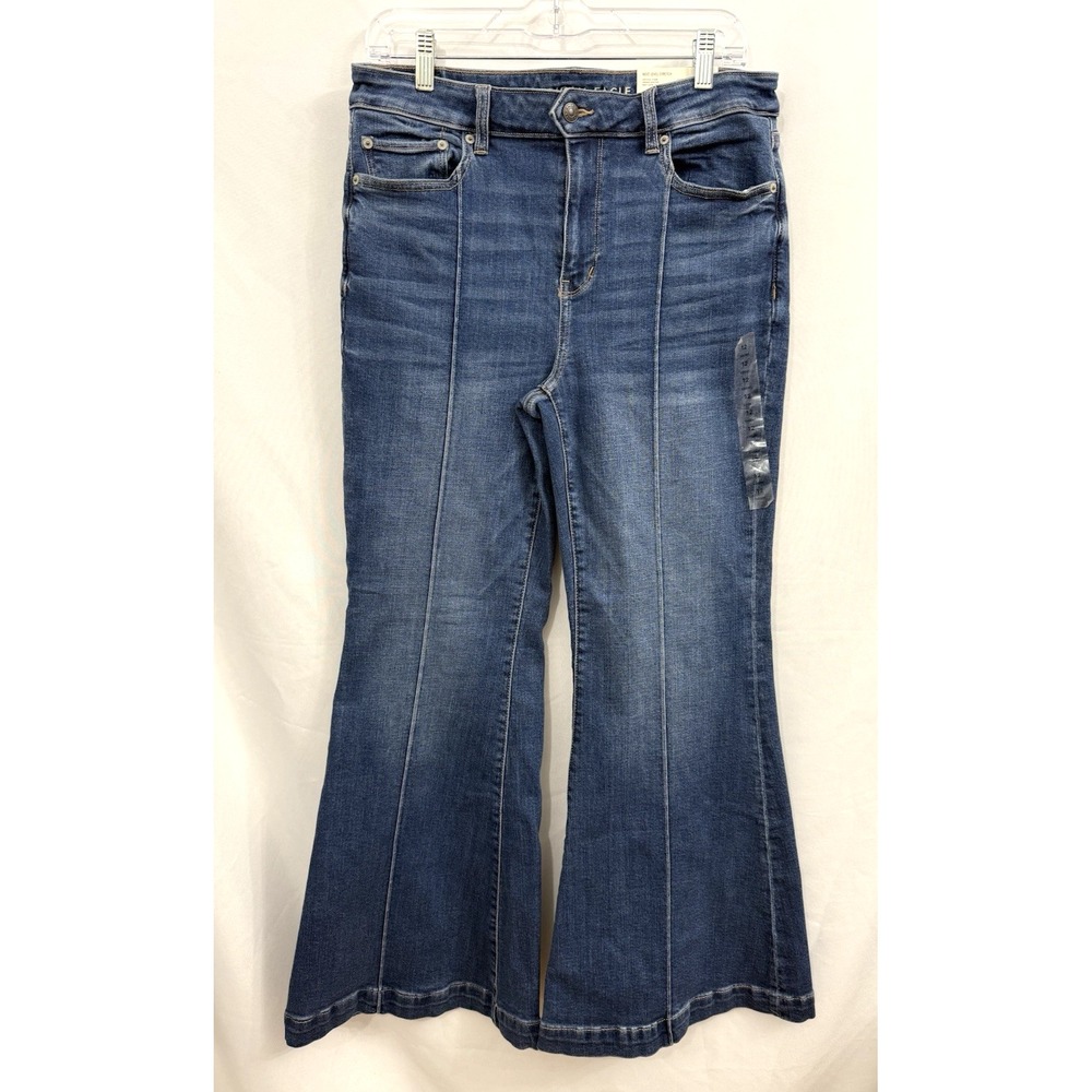 NWT American Eagle Festival Flare Jeans Womens 12 Short Stretch Denim High Rise